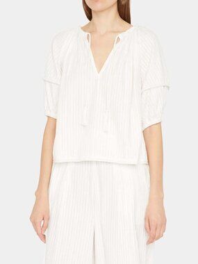 Ulla Johnson Laurenza Pintucked White Cotton Blouse Size 8